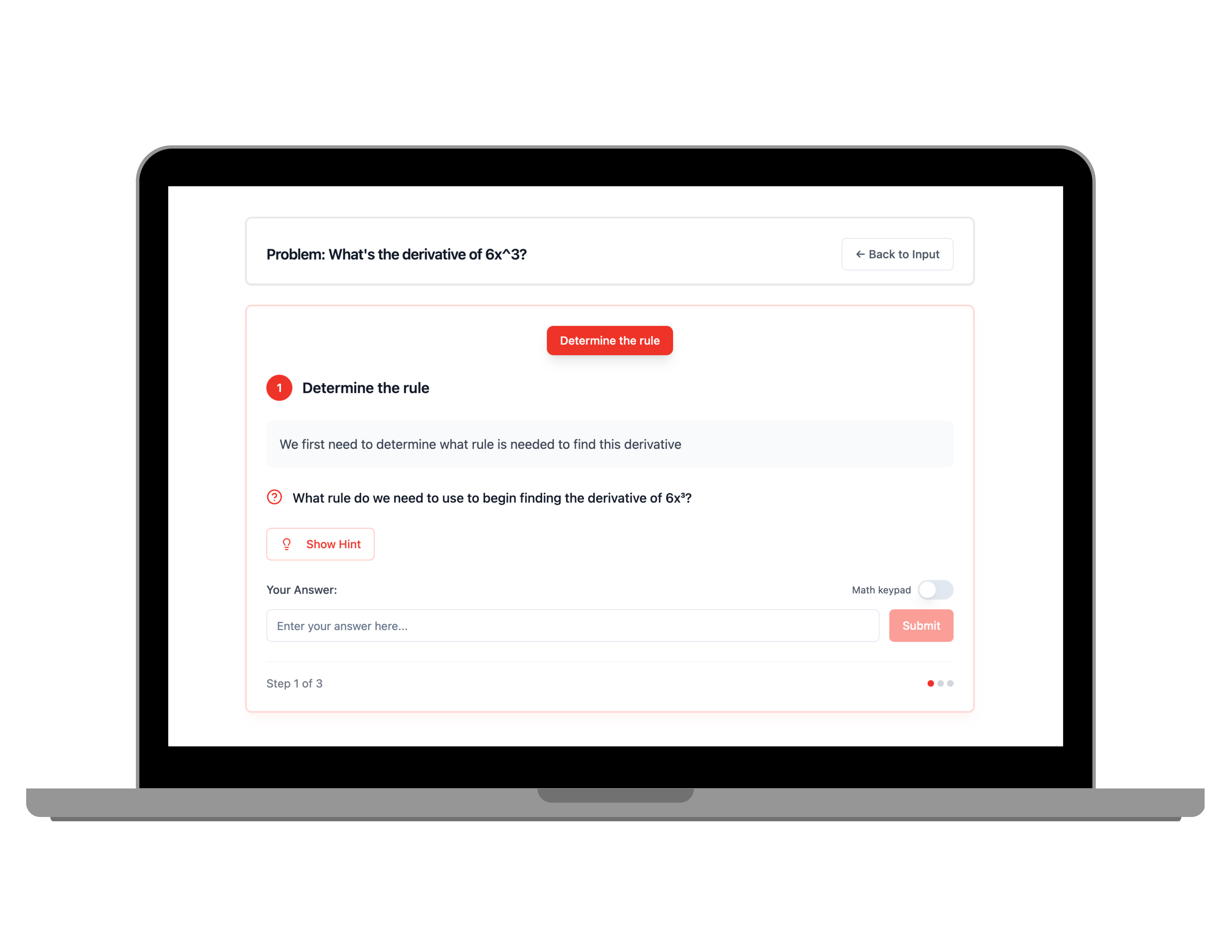 RazeMath in action - showing step-by-step derivative problem solving